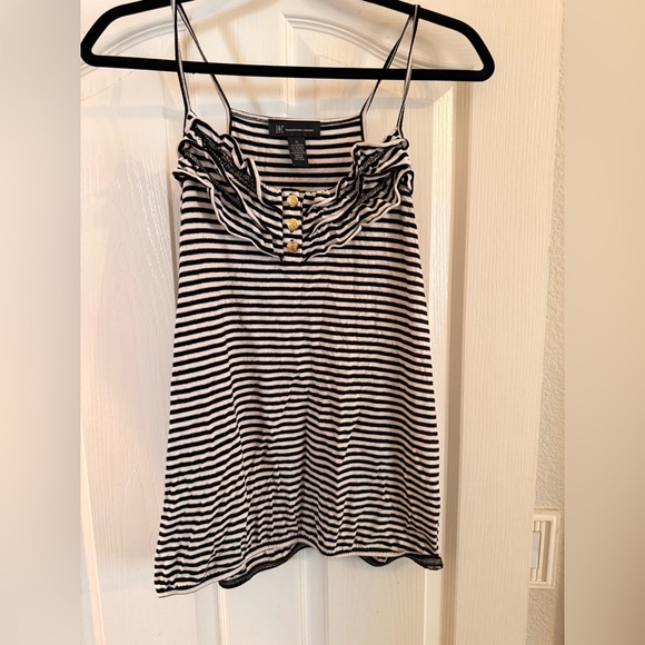 INC International Concepts Black and White Striped Tank Top - Picture 1 of 3